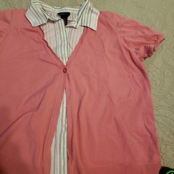 Lane Bryant Mixed Media Short Sleeve Top - Picture 4 of 7